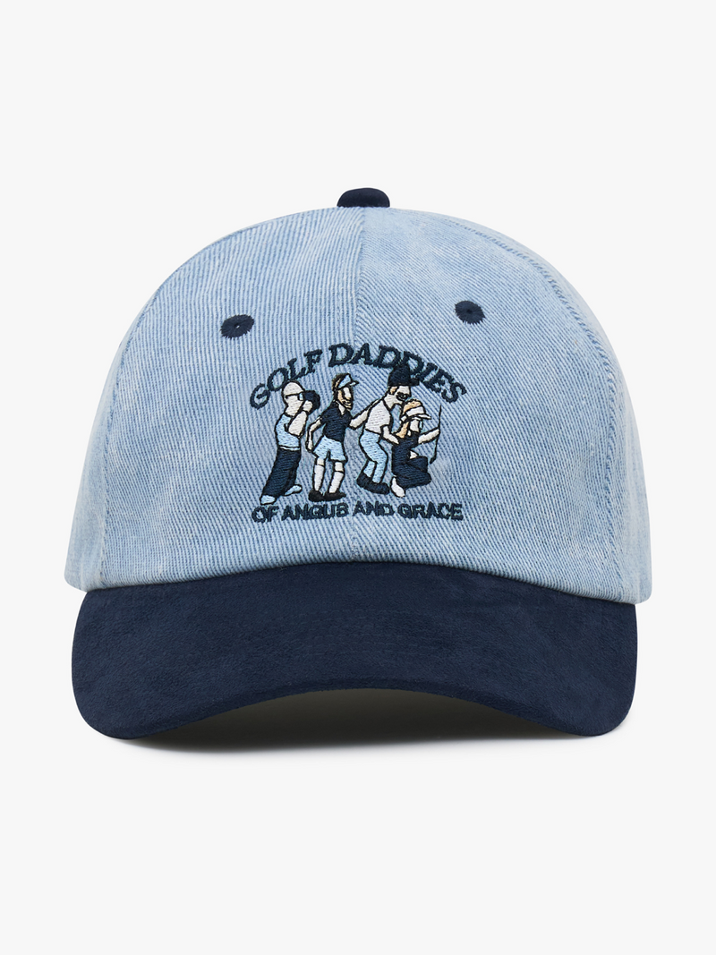 Load image into Gallery viewer, Angus &amp; Grace Go Golfing Golf Daddy 6 Panel Denim &amp; Suede Dad Cap
